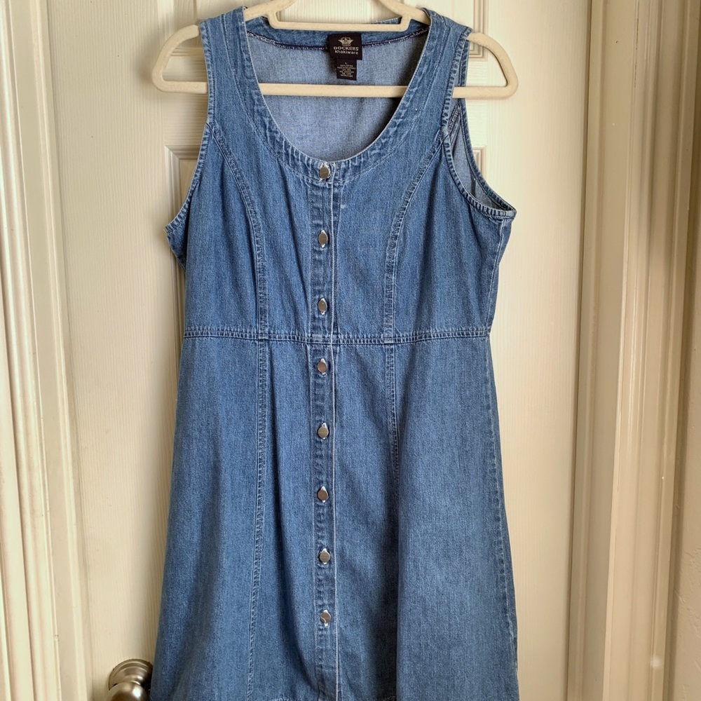 Dockers Blue Denim Button-Front Midi Dress